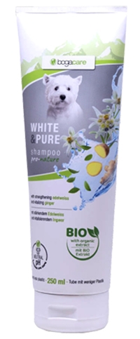 Champô Bio WHITE &amp; PURE | Champô para pêlo claro, com fórmula azul inovadora que reduz os amarelos e refresca os brancos